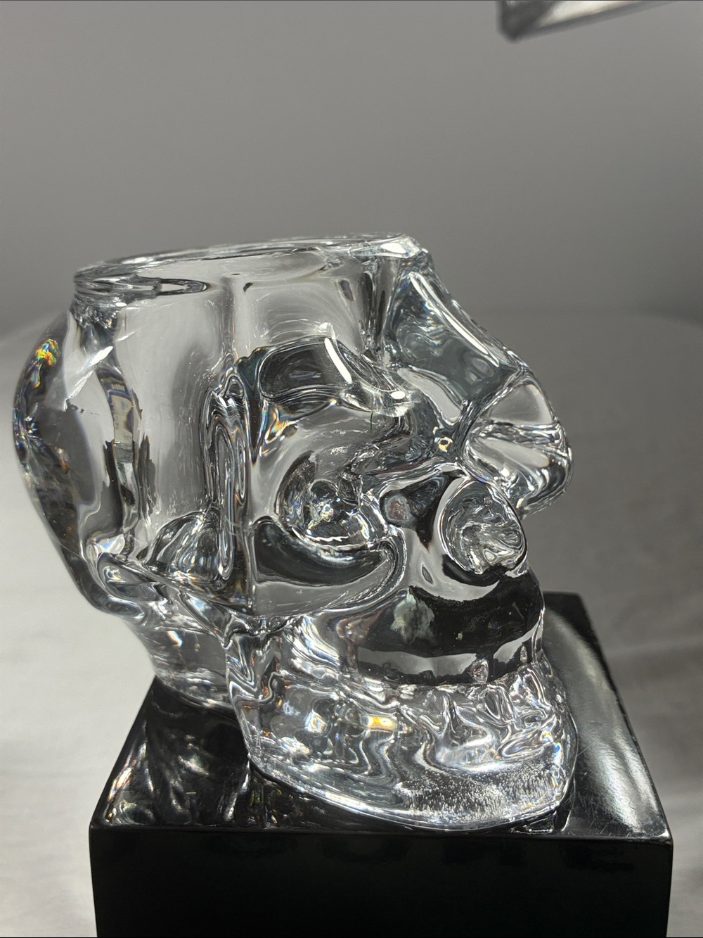 Clear Glass Skull Decorative Vase - Transparent Home Art - Picture 5 of 5